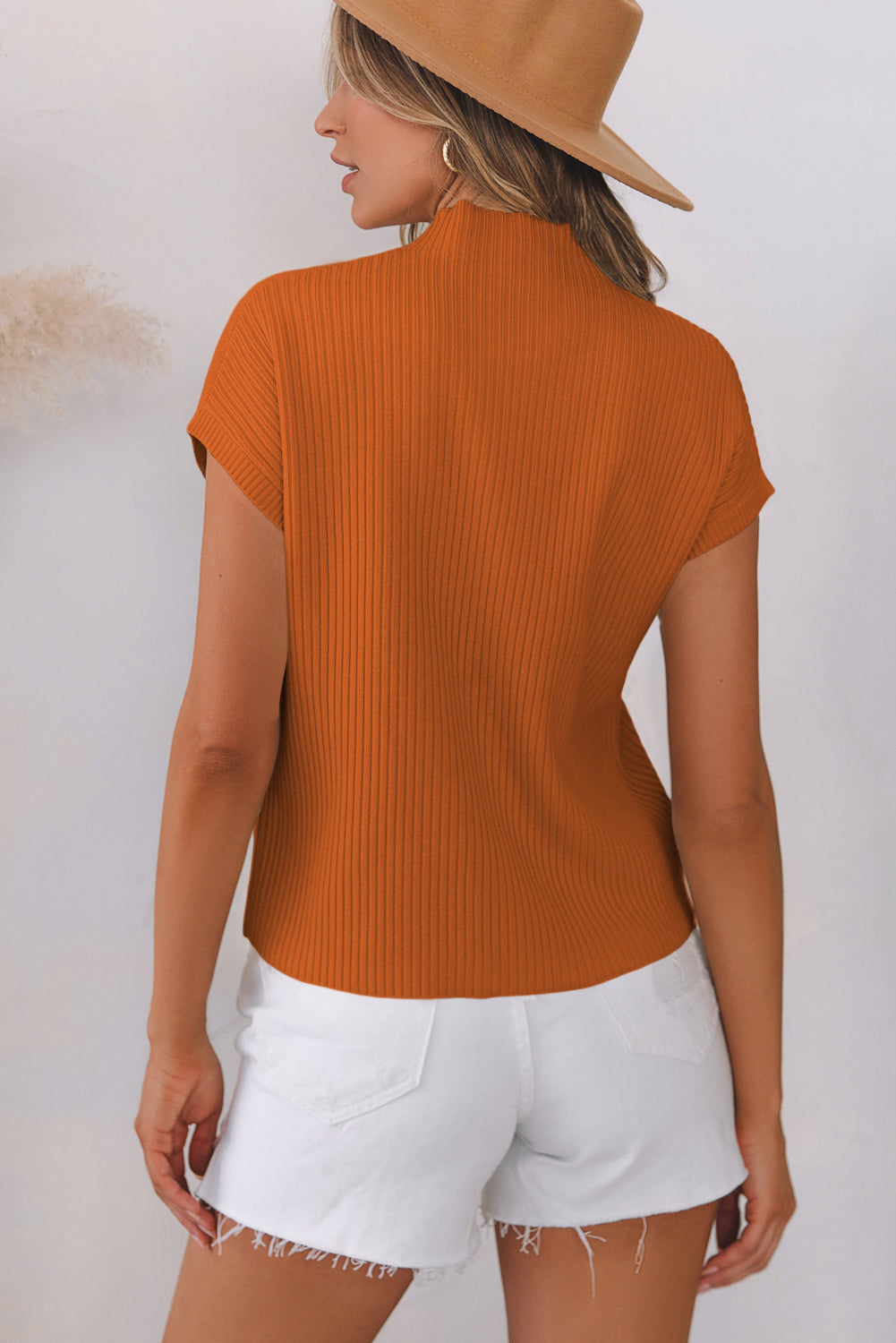 Gold Flame Patch Pocket Ribbed Knit Short Sleeve Sweater Dear-Lover Dropshipping
