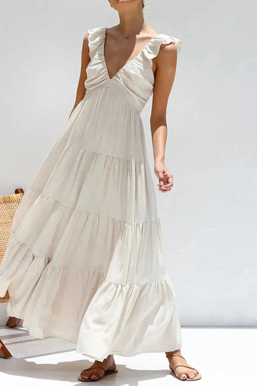 Ruffled V-Neck Dress.