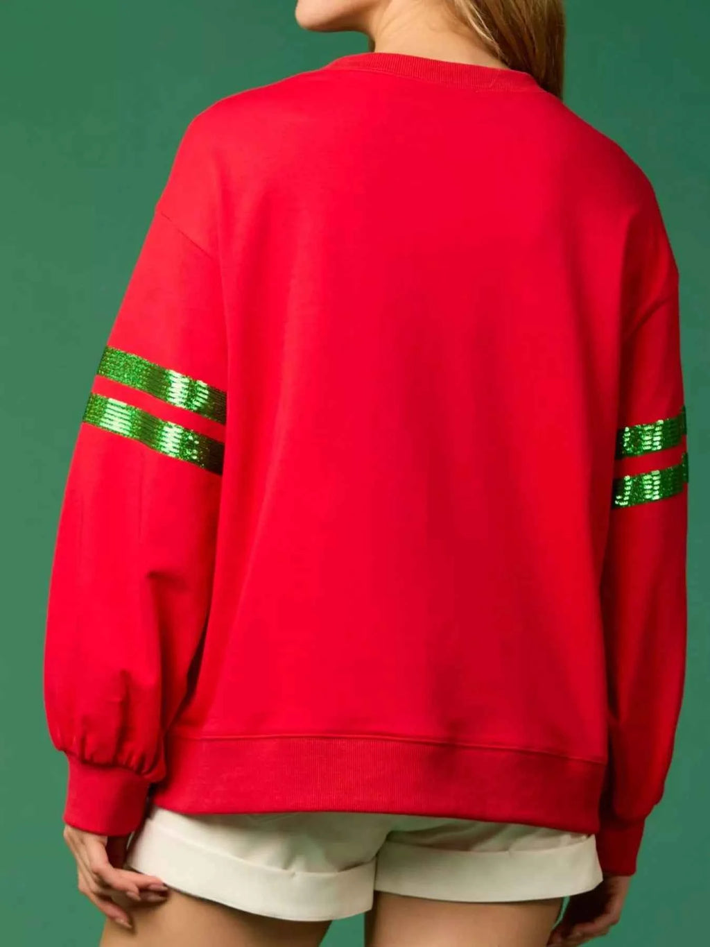 Christmas Sequin Santa Hat Holiday Sweatshirt