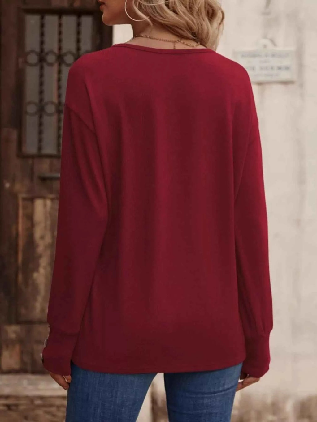 V-Neck Long Sleeve T-Shirt.