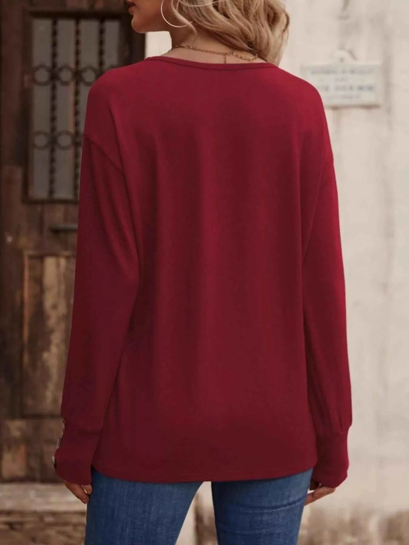 V-Neck Long Sleeve T-Shirt.