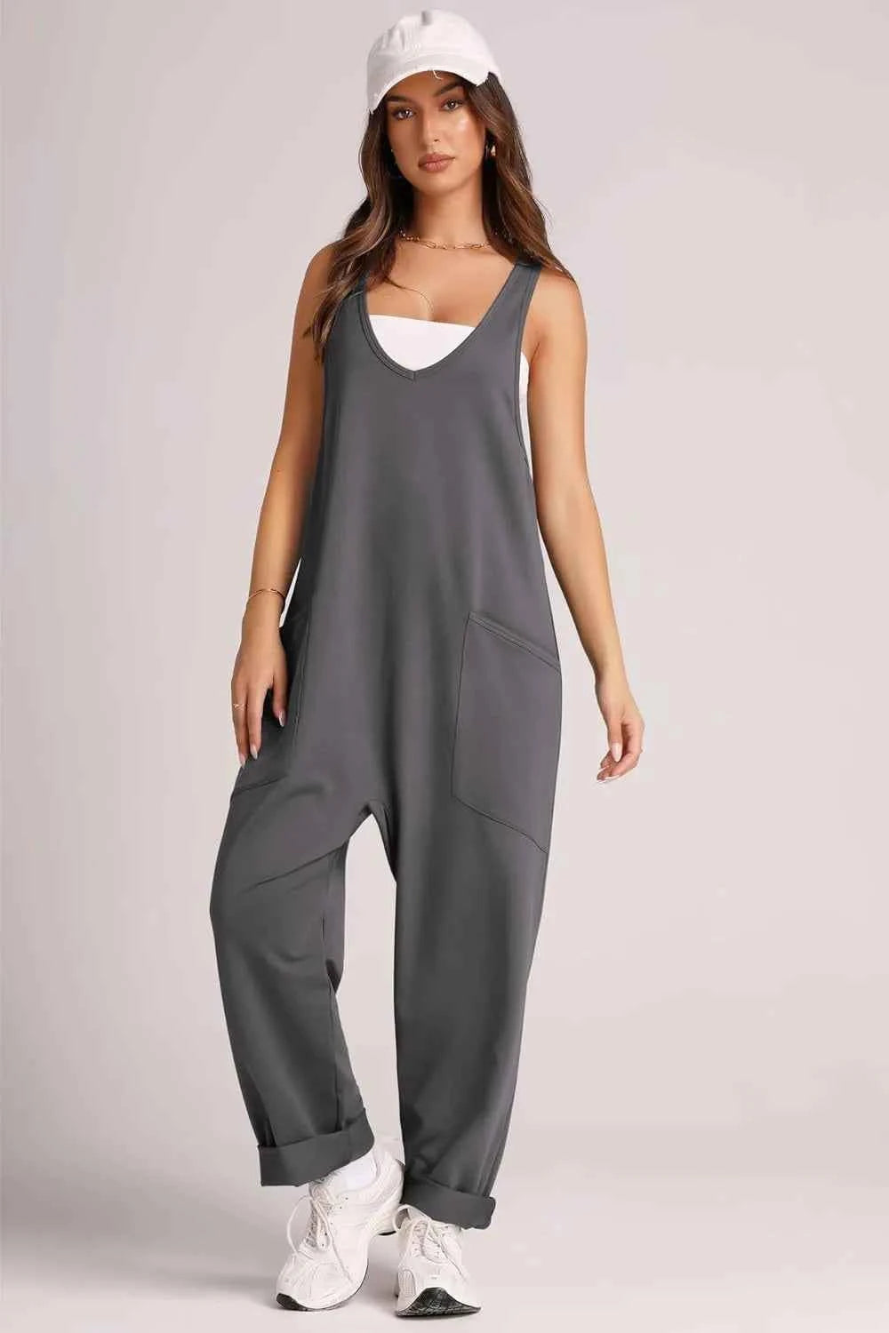 Lovelet V-Neck Wide Strap Overalls