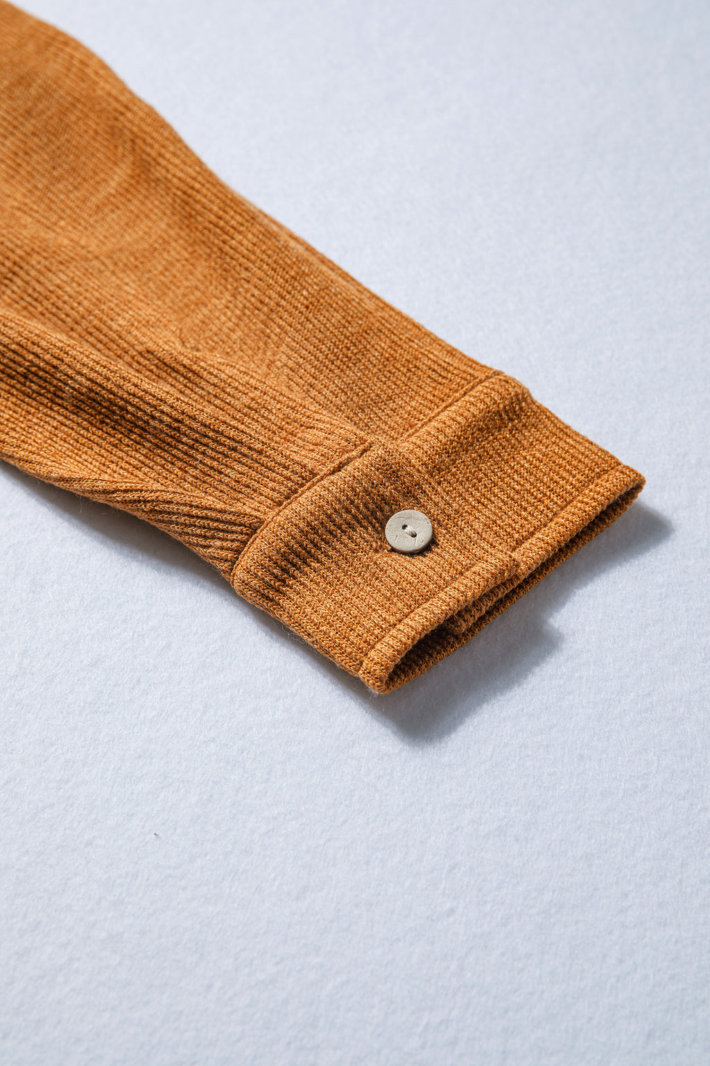 Russet Orange Flap Pocket Textured Knit Solid Color Casual Shacket Dear-Lover Dropshipping