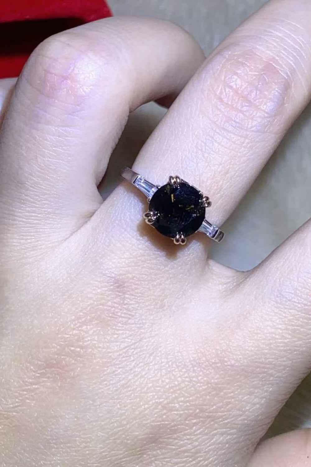 2 Carat Black Moissanite Platinum-Plated Ring.