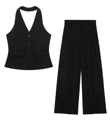 Women's Waistcoat Linen Vest Suit