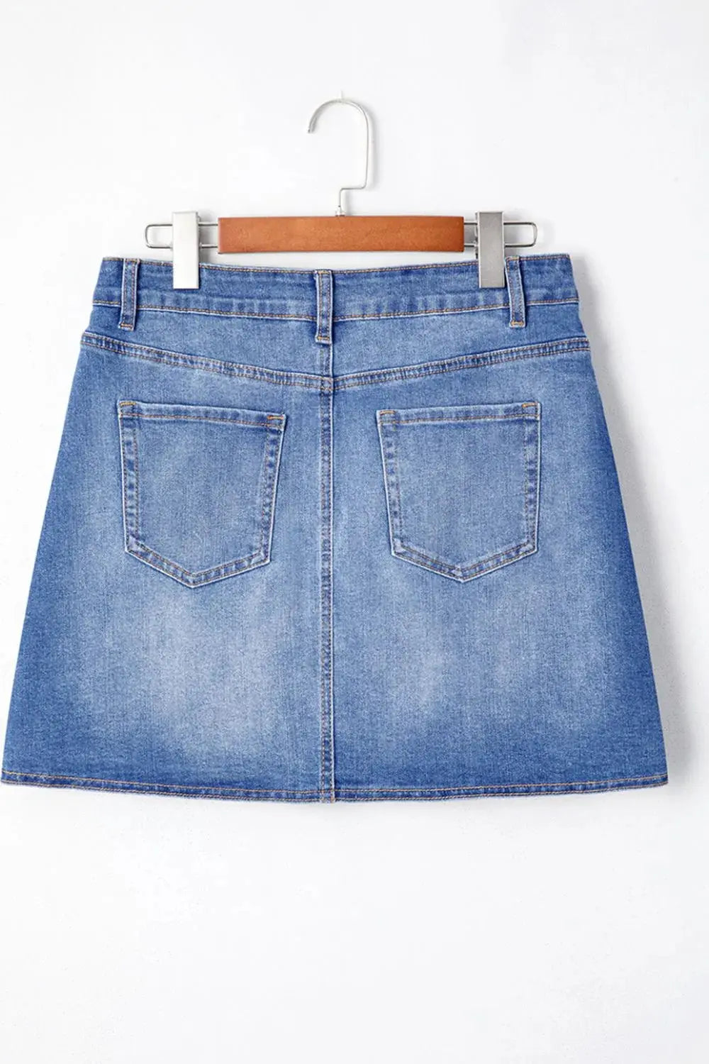 Wrapped Crossed Waist Denim Mini Skirt.