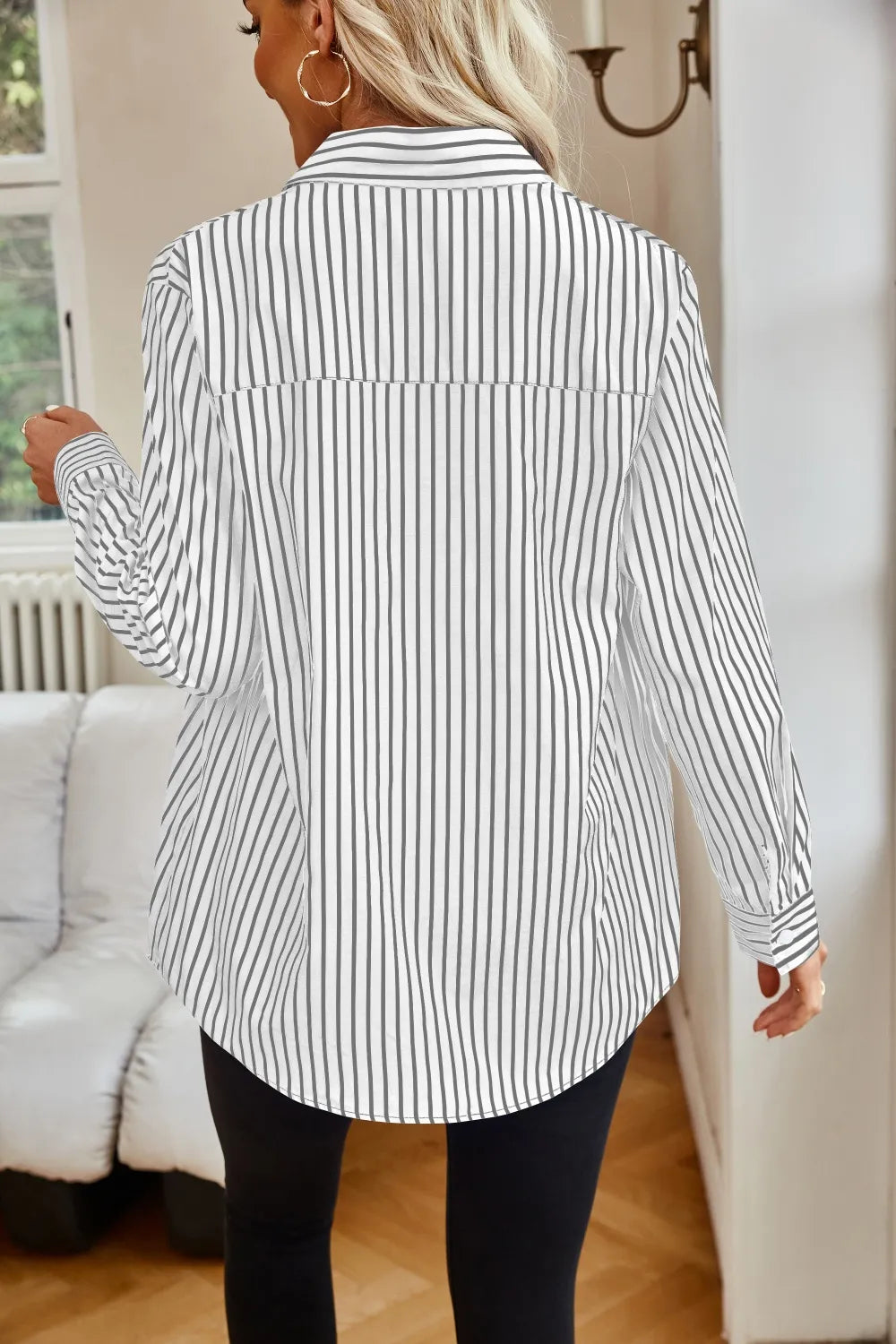 Lovelet Striped Button Up Long Sleeve Shirt.