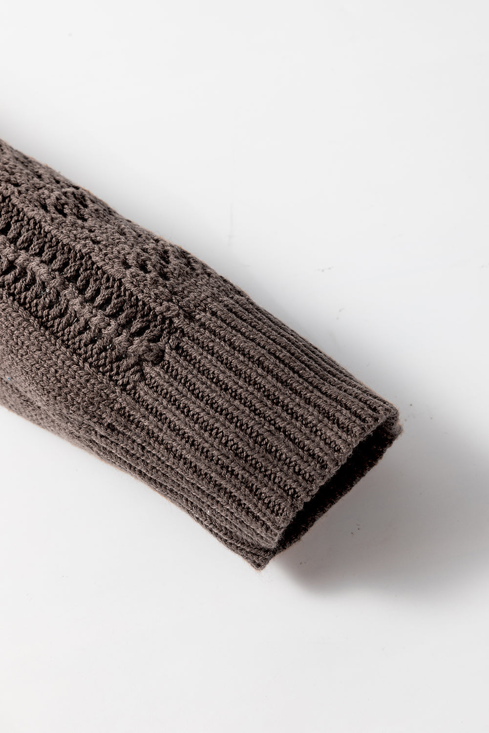 Dark Khaki Open Knit Drop Shoulder Sweater Cardigan Dear-Lover Dropshipping