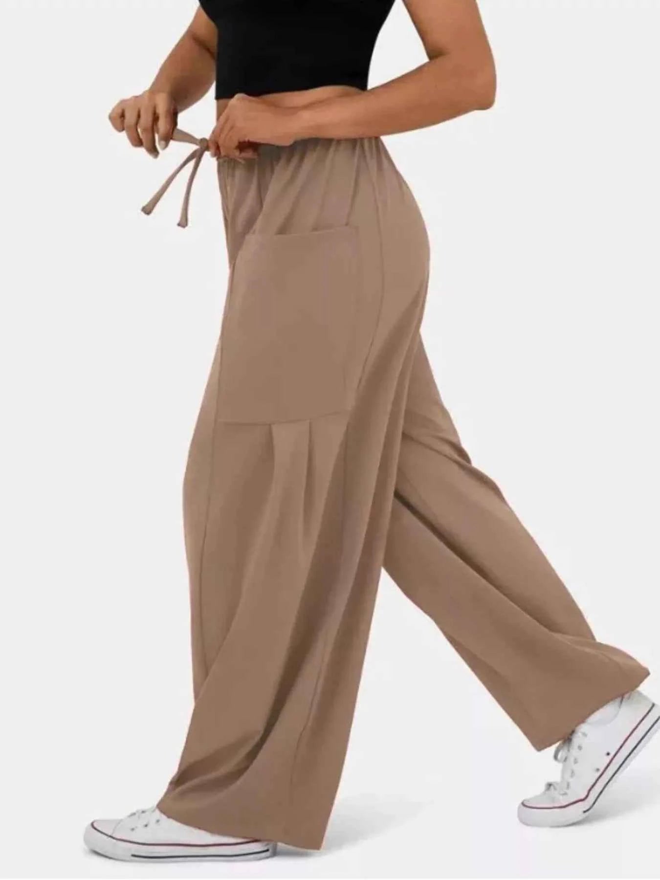 Drawstring Wide Leg Pants.