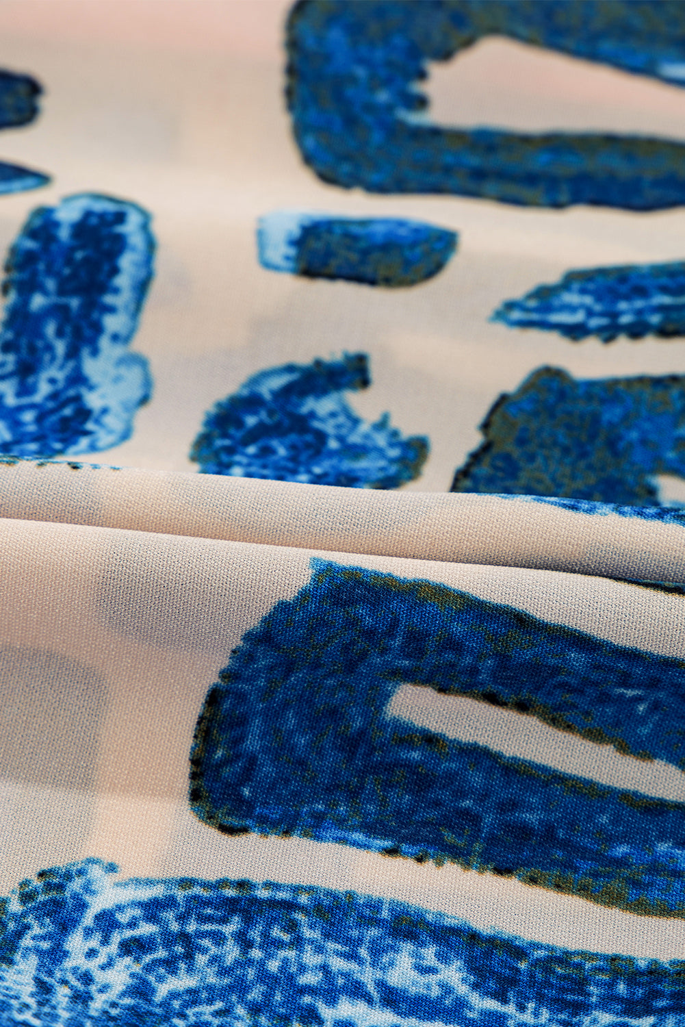 Beige Abstract Print Bubble Sleeve Button up Mini Dress Dear-Lover Dropshipping