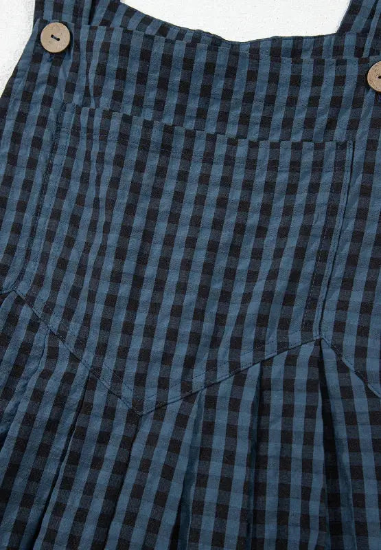 Plaid Wide Strap Wide Leg Overalls.