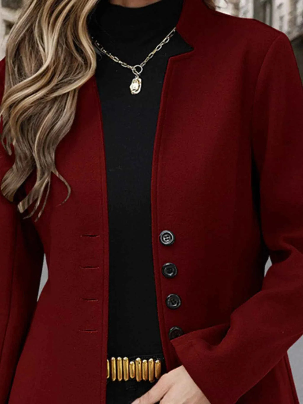 Button Up Long Sleeve Coat.