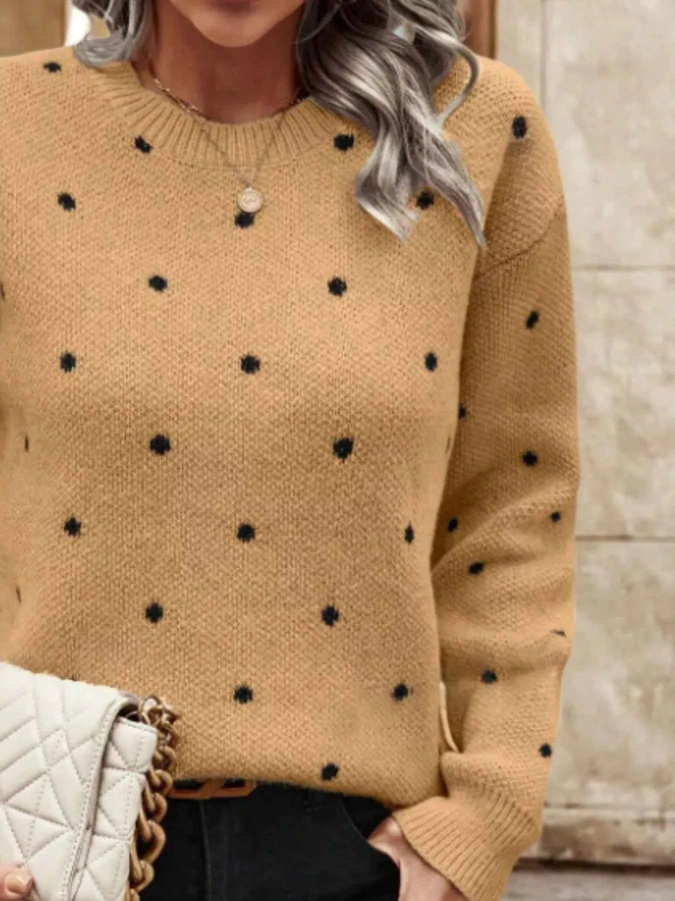 Polka Dot Long Sleeve Sweater