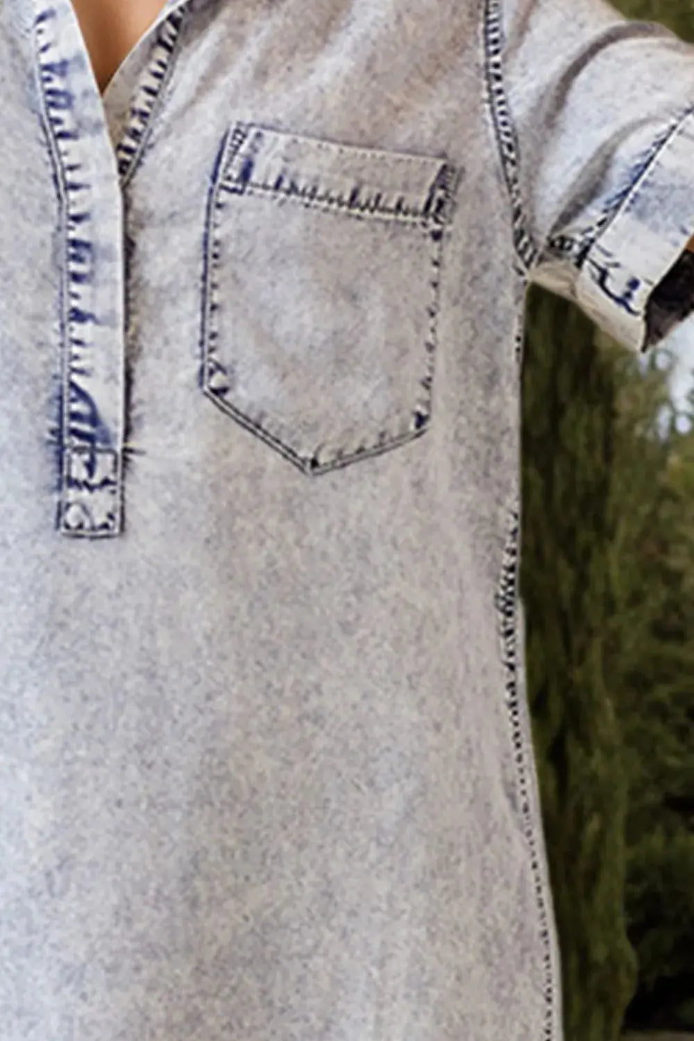 Short Sleeve Denim Dress.