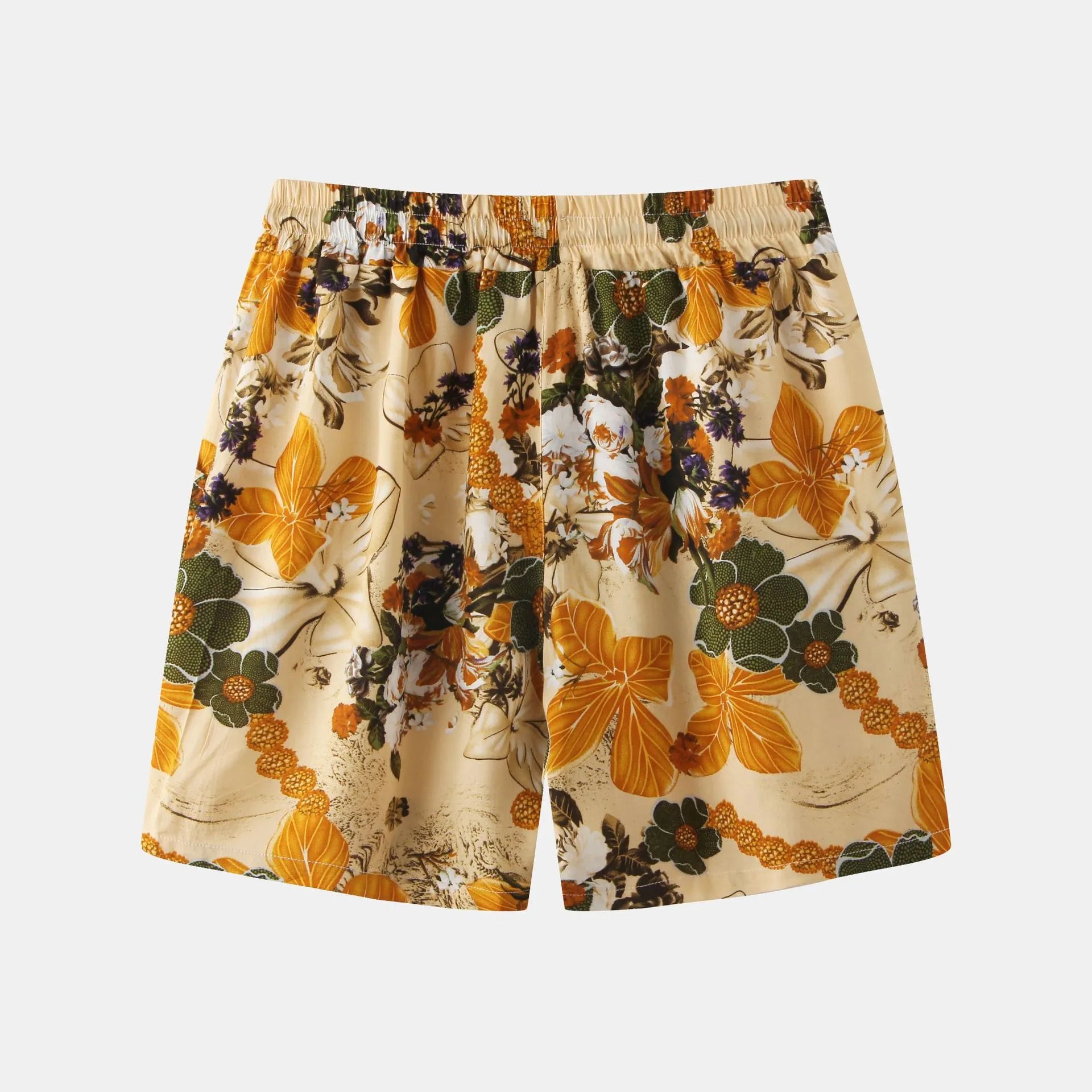 Men's Drawstring Floral Print Casual Shorts.