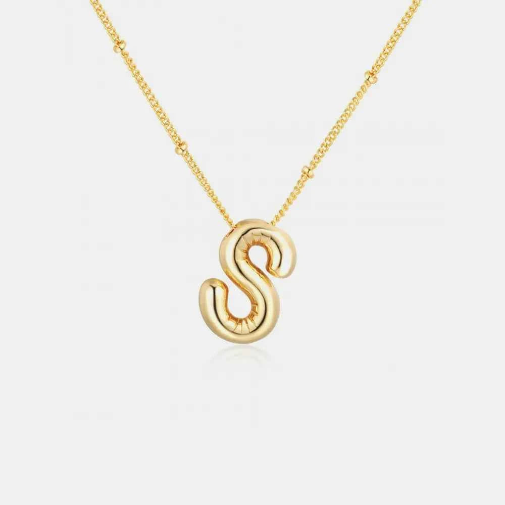 Gold-Plated Bubble Initial Necklace.