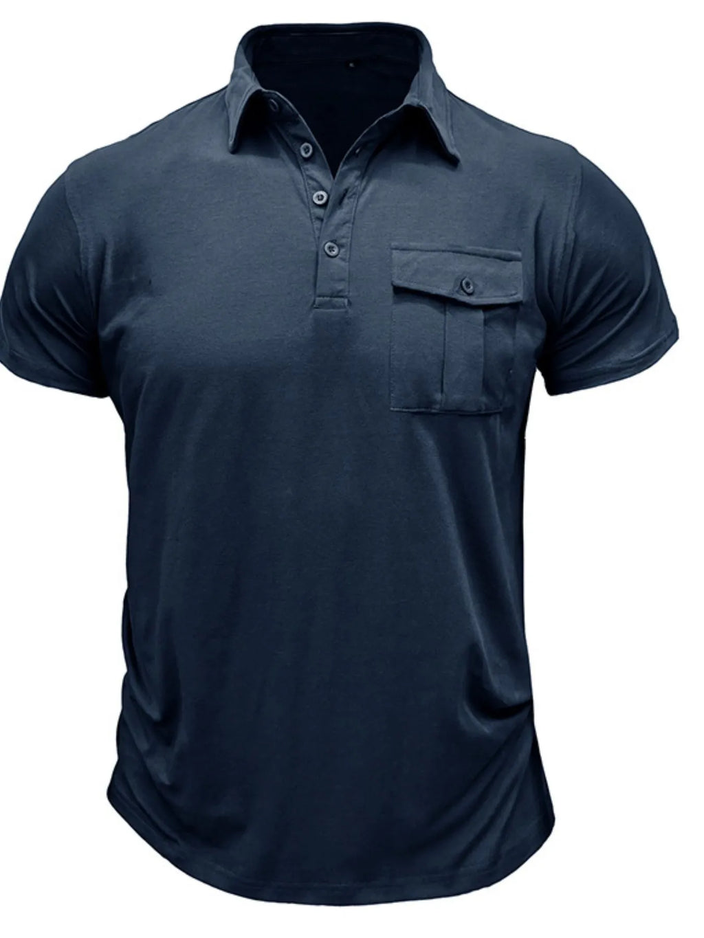Men's Classic Pocket Polo Shirt with Stand Collar.