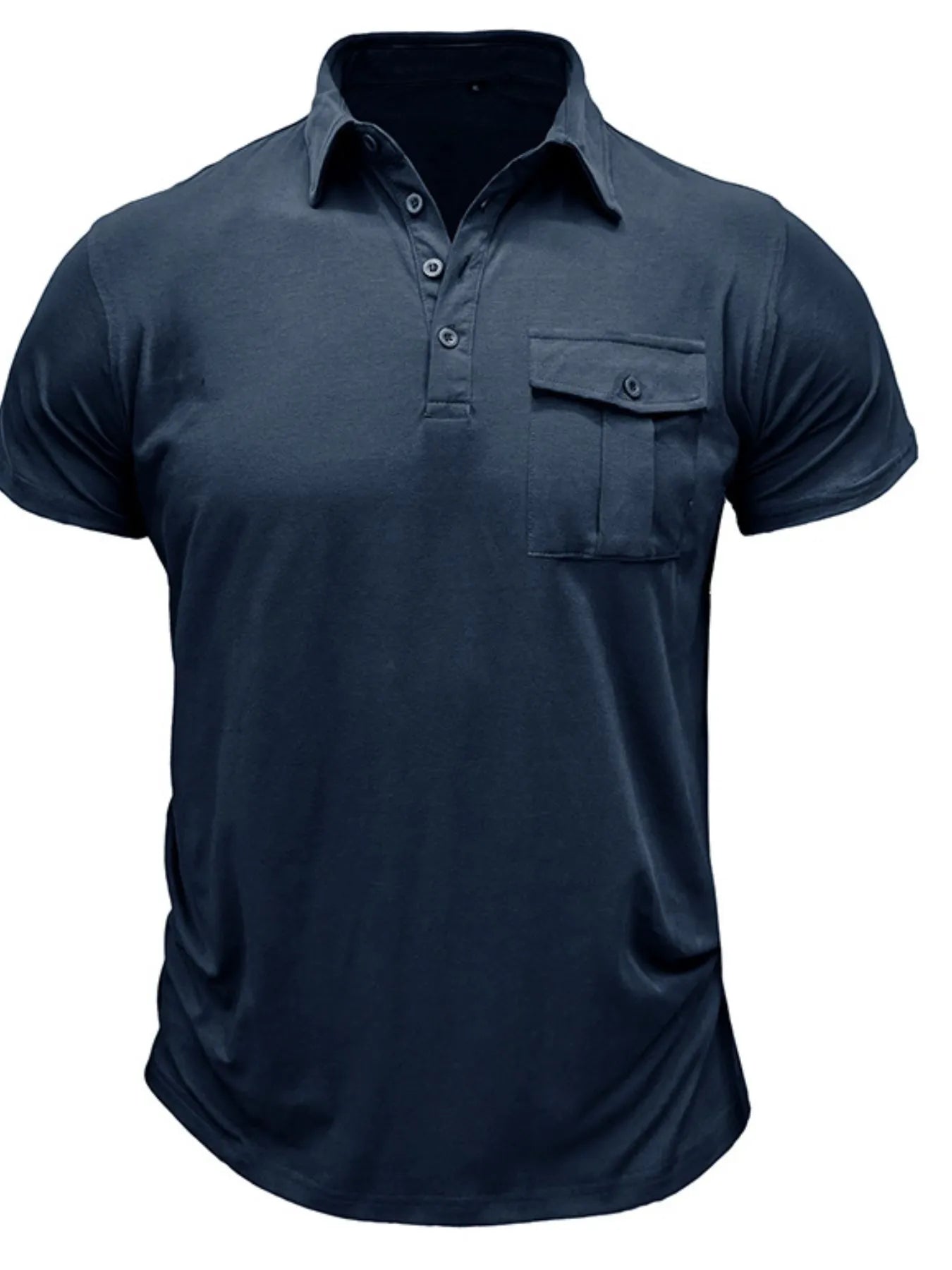 Men's Classic Pocket Polo Shirt with Stand Collar.