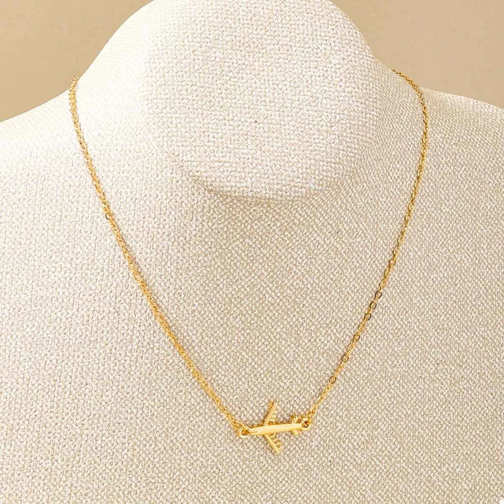 18K Gold-Plated Airplane Necklace