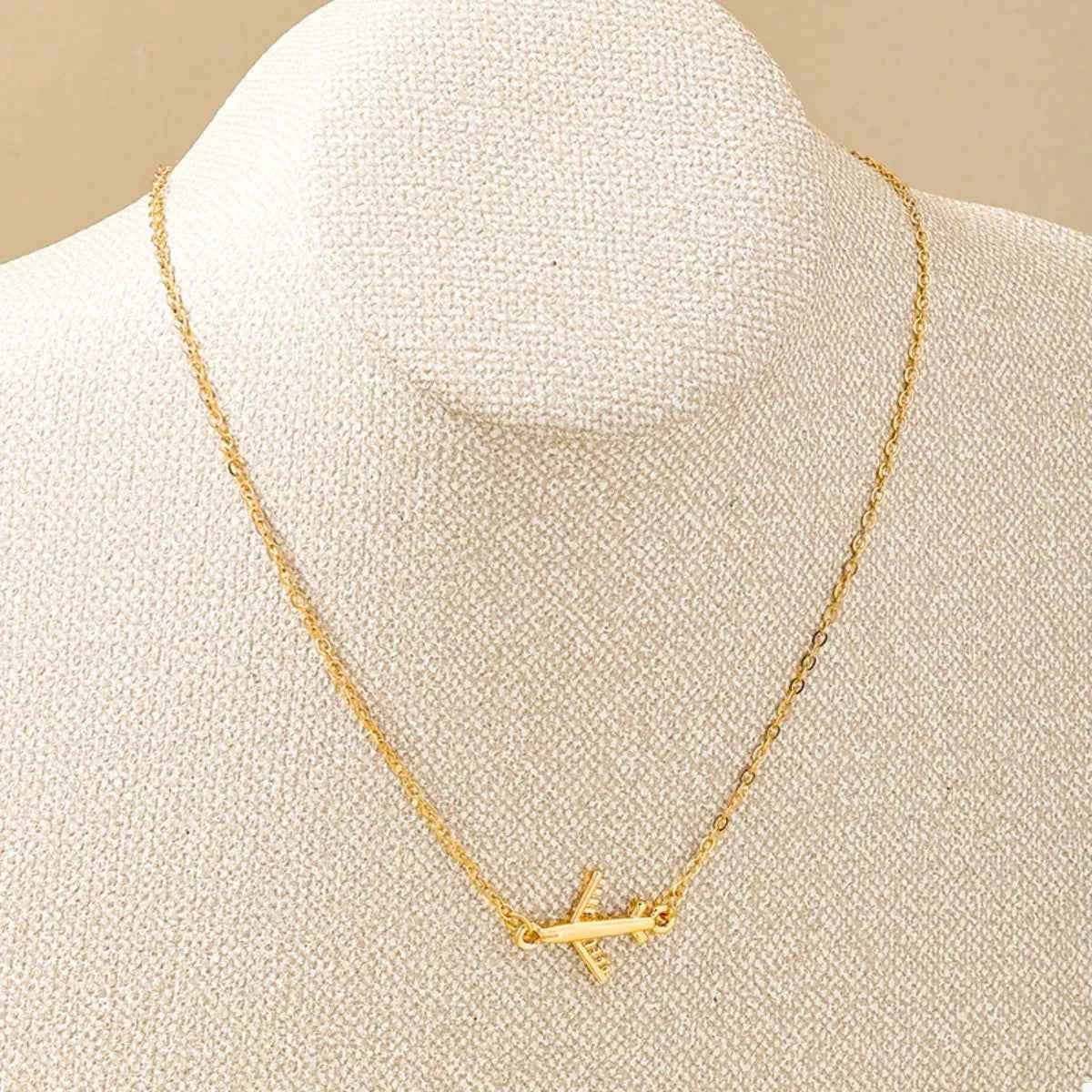 18K Gold-Plated Airplane Necklace