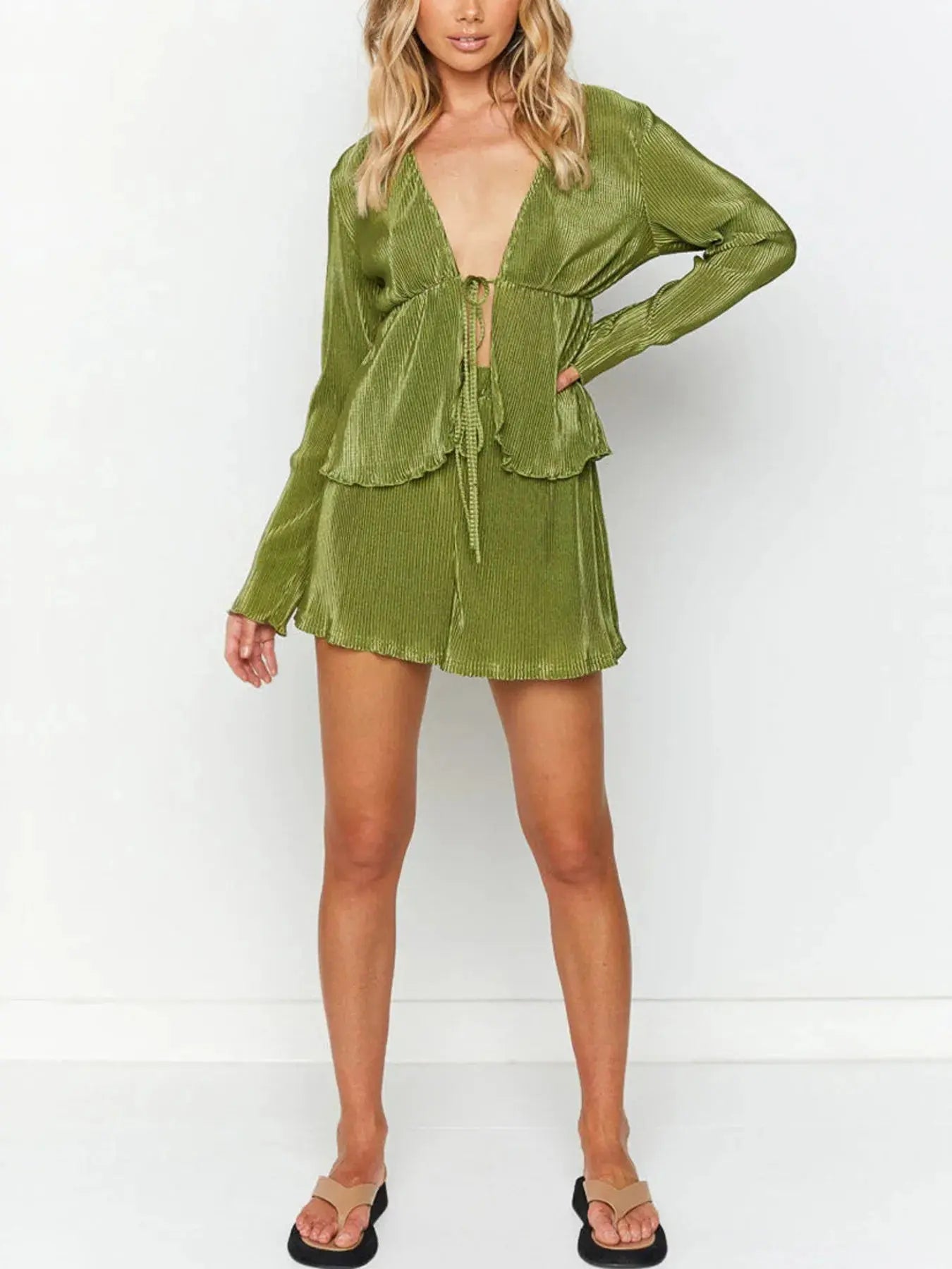 Long Sleeve Top and Shorts Set.