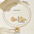 Hot Selling Cross-border European American Jewelry Set, Geometric Smooth Metal Design Necklace & Matching Earrings, Premium Versatile Daily Neck Ear Ornaments For Women