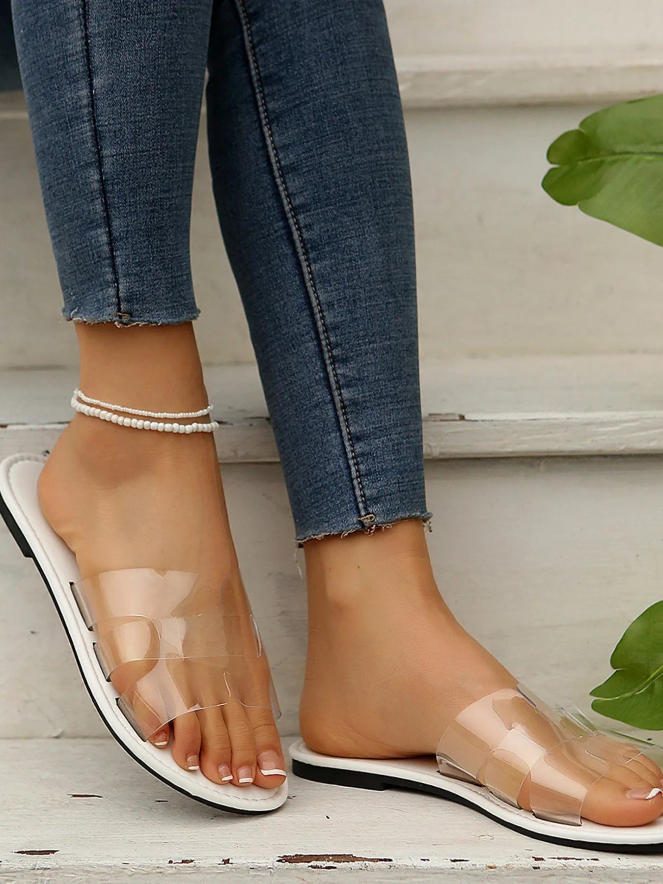 Clear Strap Flat Sandals.