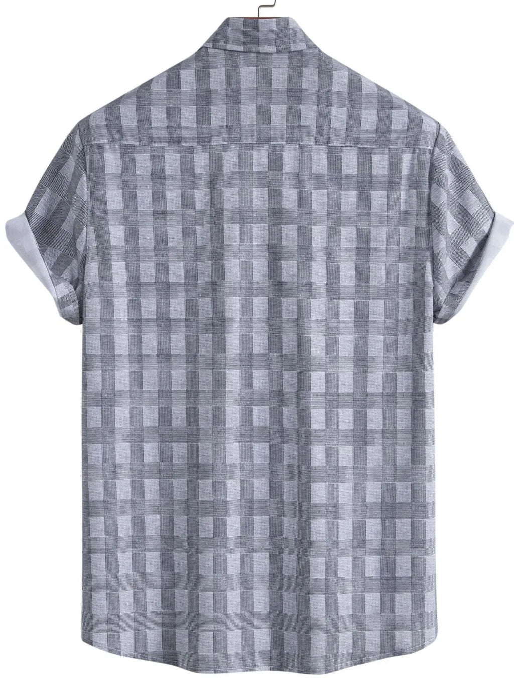 Men's Plus Size Casual Plaid Short Sleeve Button-Down Shirt.