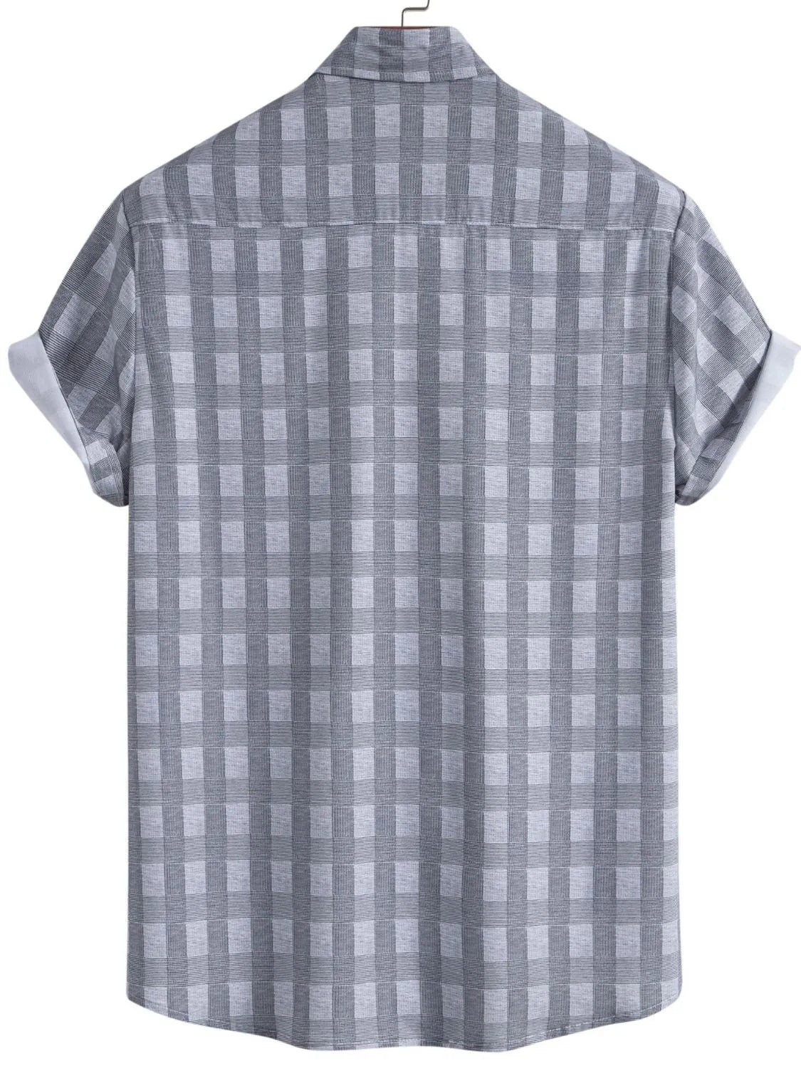 Men's Plus Size Casual Plaid Short Sleeve Button-Down Shirt.