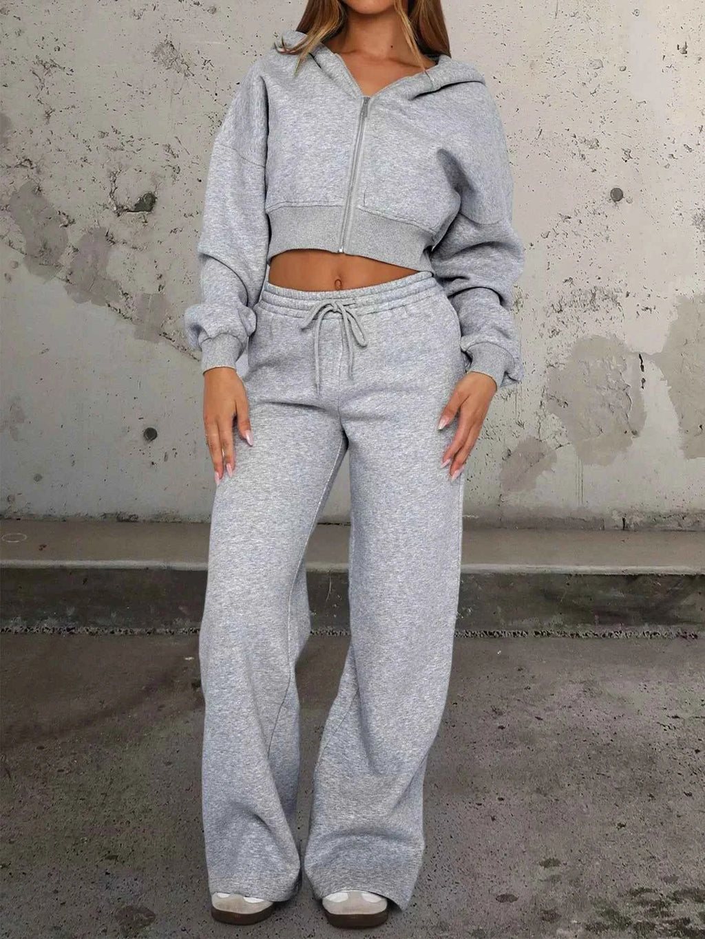 Zip Up Hoodie and Drawstring Pants Set