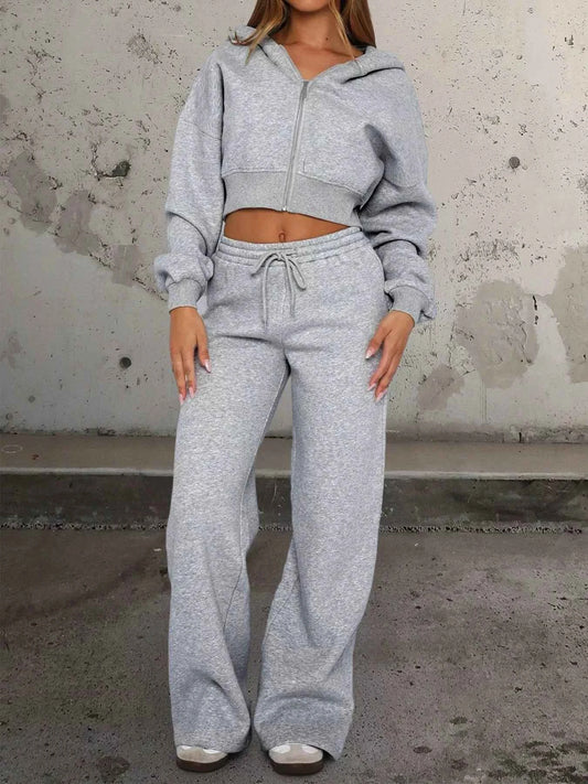 Zip Up Hoodie and Drawstring Pants Set