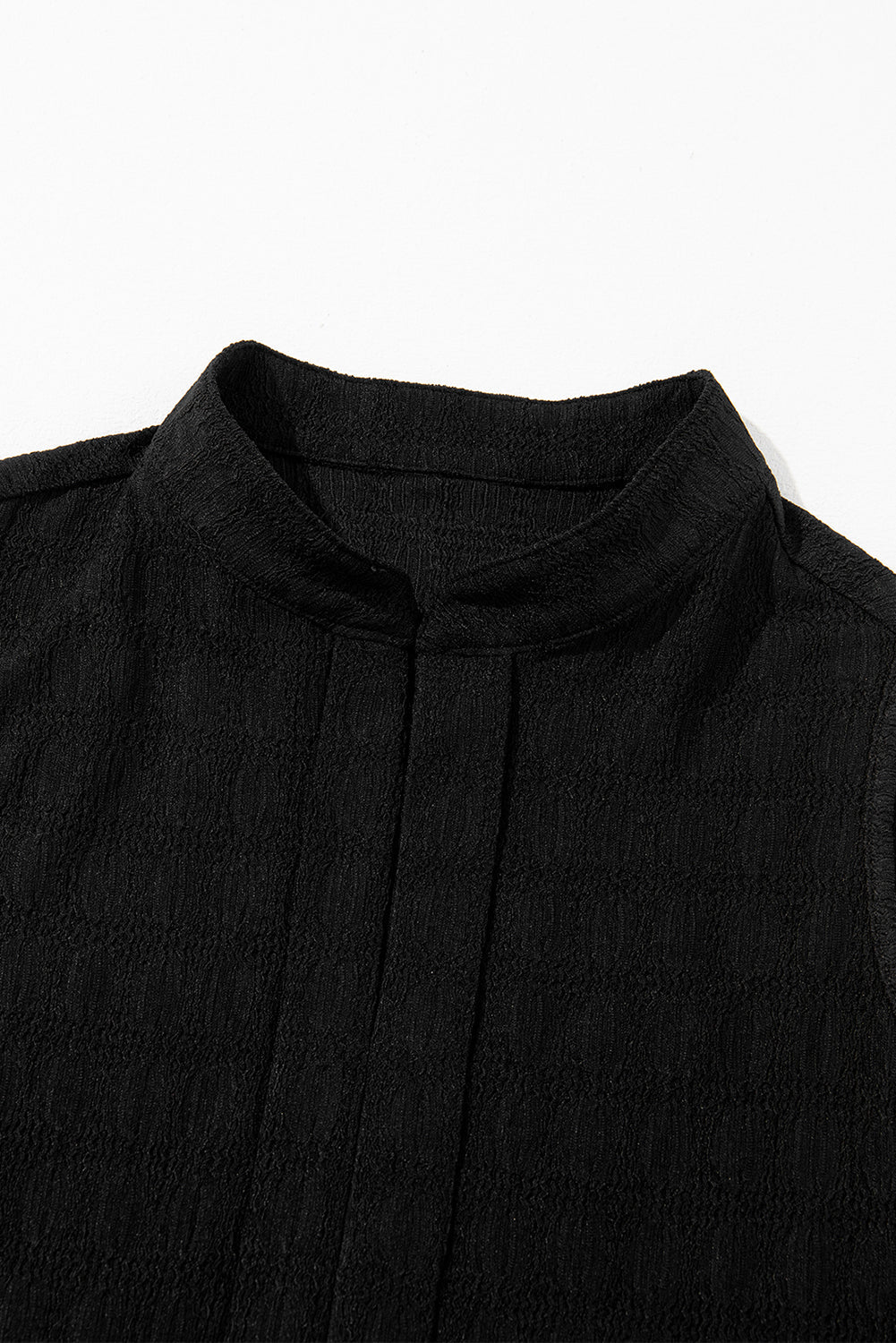 Black Lattice Textured Split Neck Tank Top Dear-Lover Dropshipping