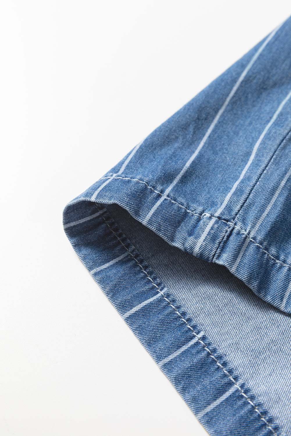 Blue Stripe Chambray Wide Leg Tied Elastic Waist Trousers Dear-Lover Dropshipping