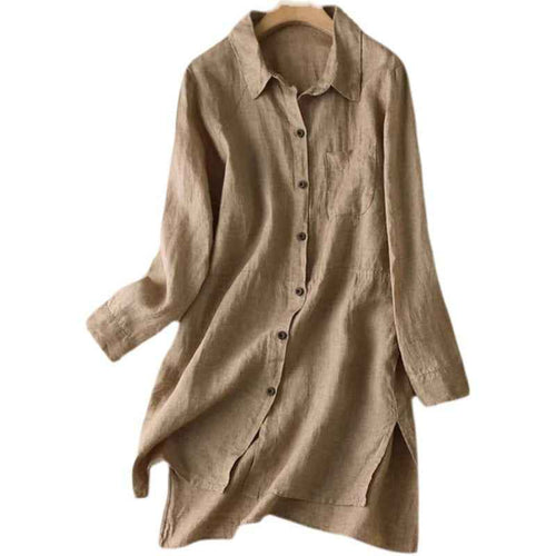 Cotton-linen Mid-length Shirt Artistic Cotton-linen Top