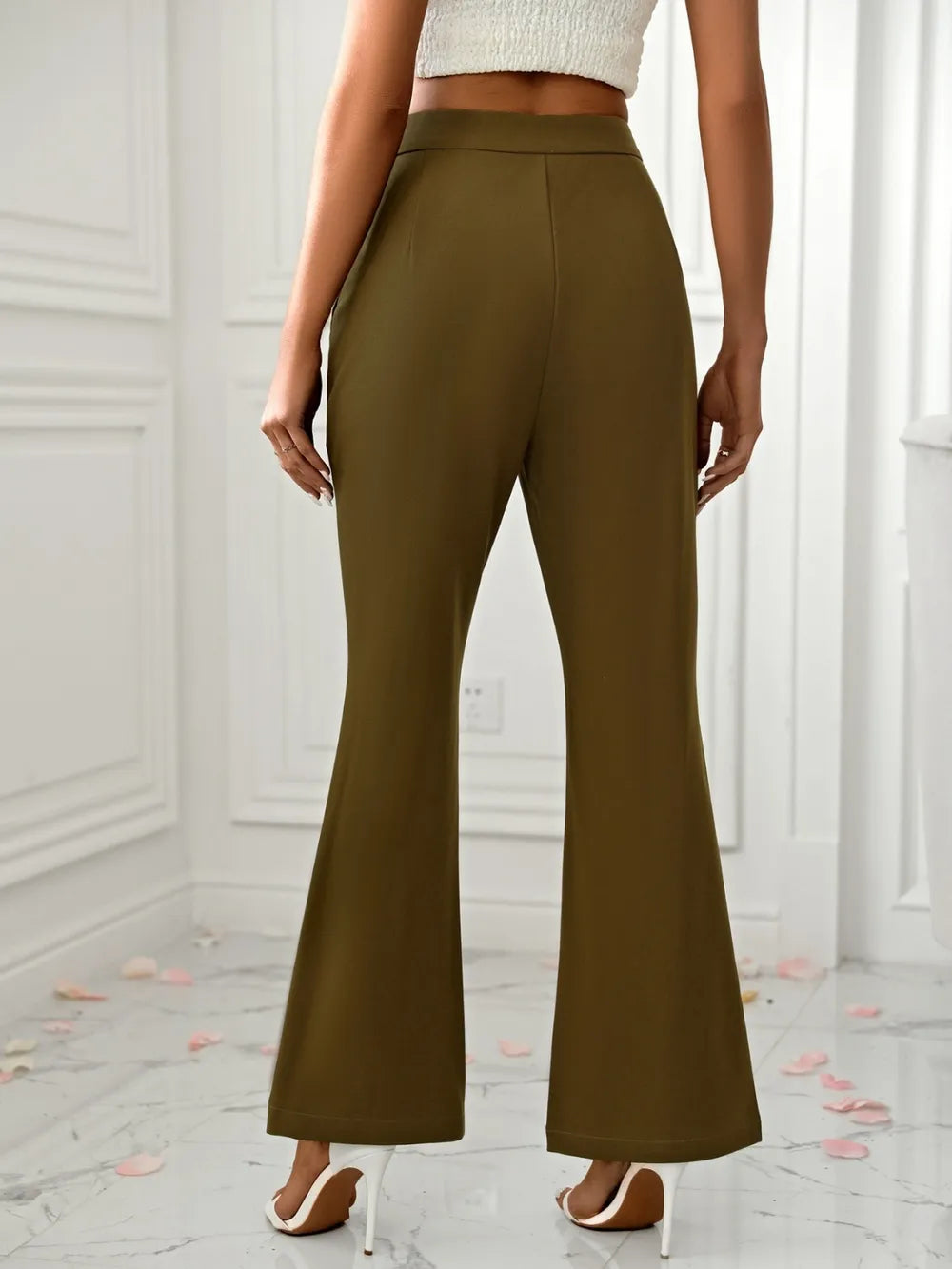 Slit Flare Pants with Pockets.