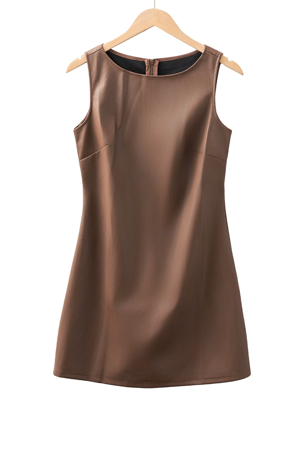 Coffee Vegan Leather Sleeveless Mini Dress Dear-Lover Dropshipping