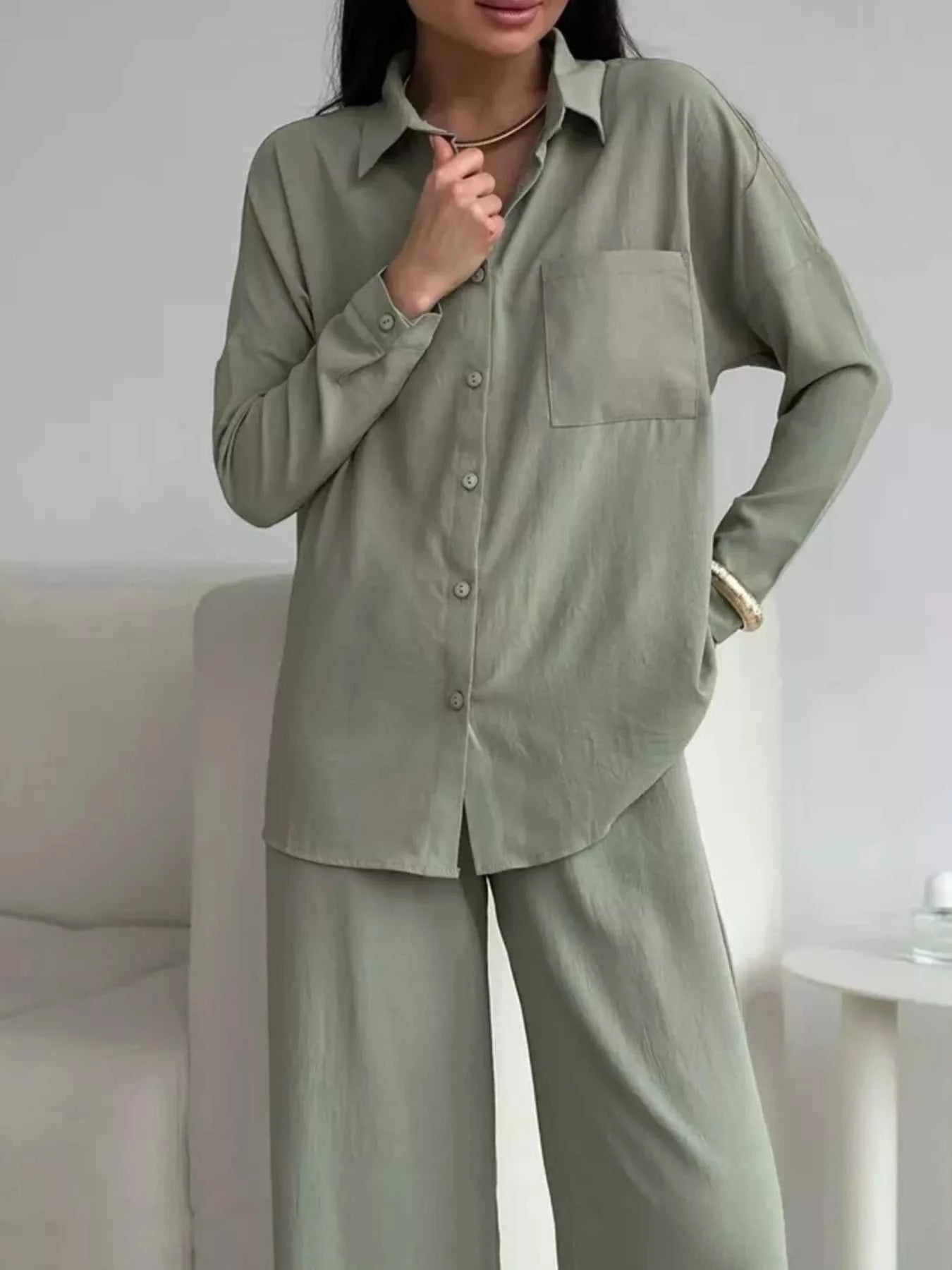 Button Down Shirt and Pants Set