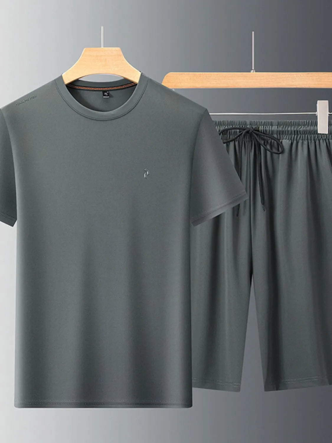 Men's Round Neck Short Sleeve Top and Shorts Set.