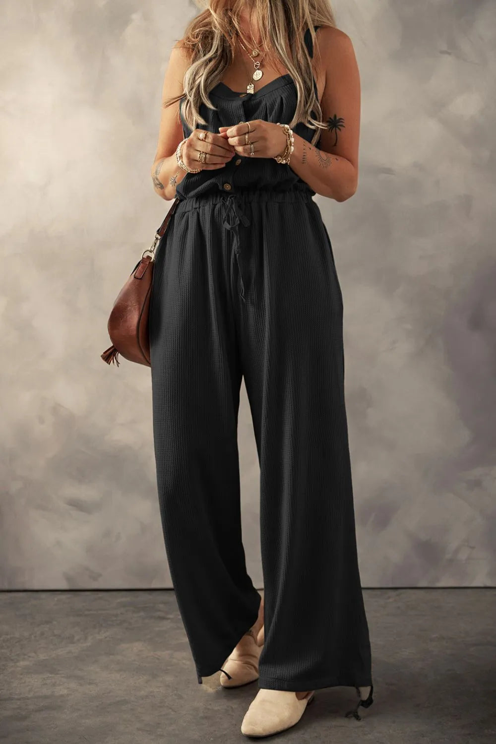 Straps Button Jumpsuit.