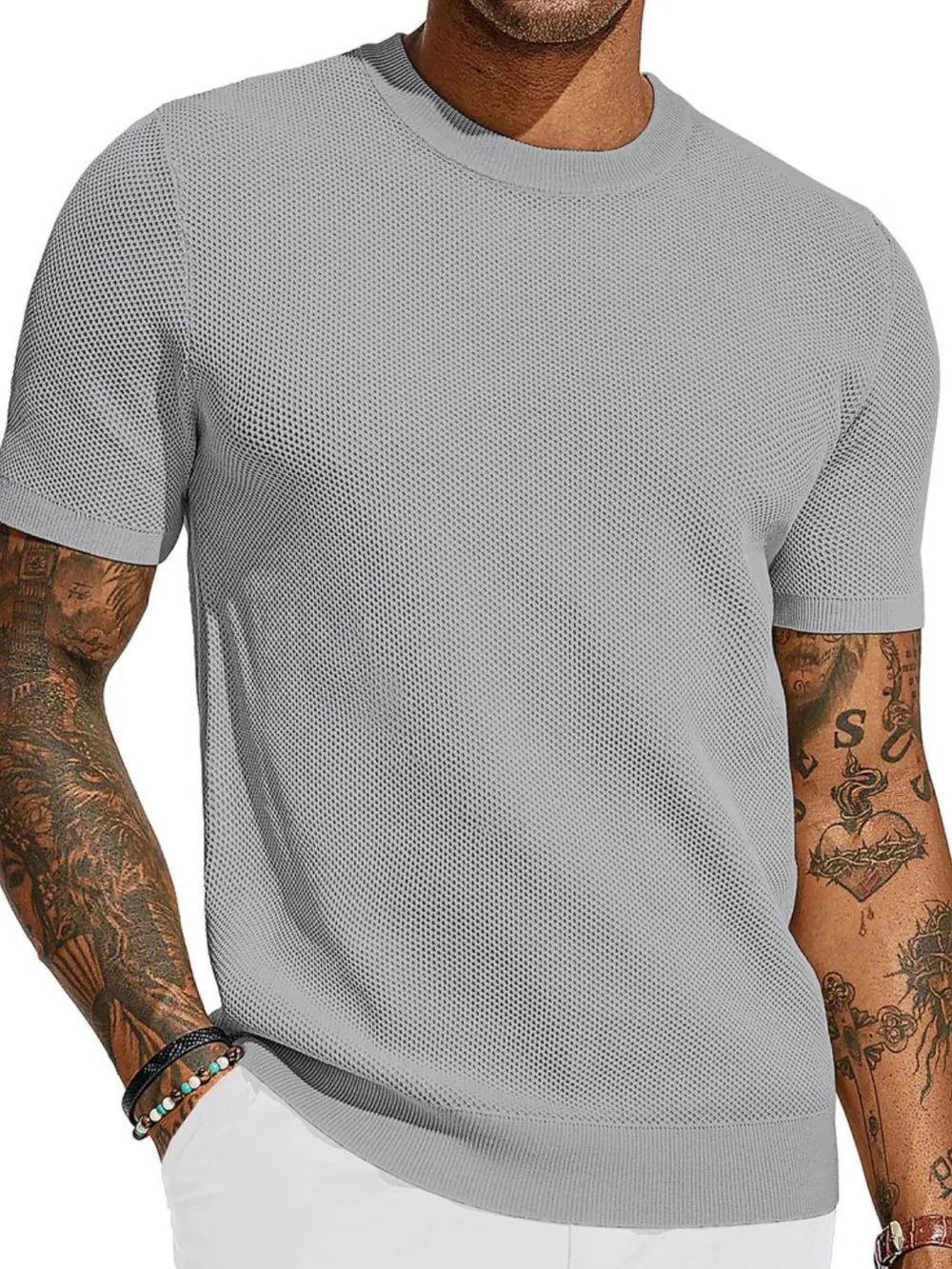 Men's Full Size Round Neck Short Sleeve T-Shirt Plus Size.