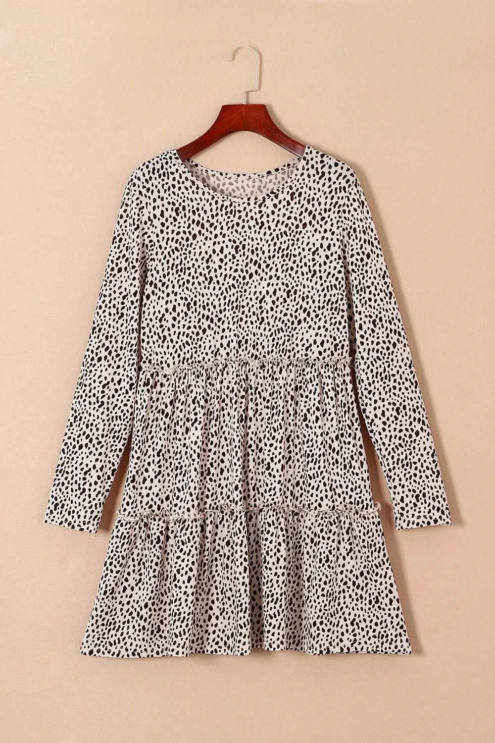 Frill Printed Round Neck Dress