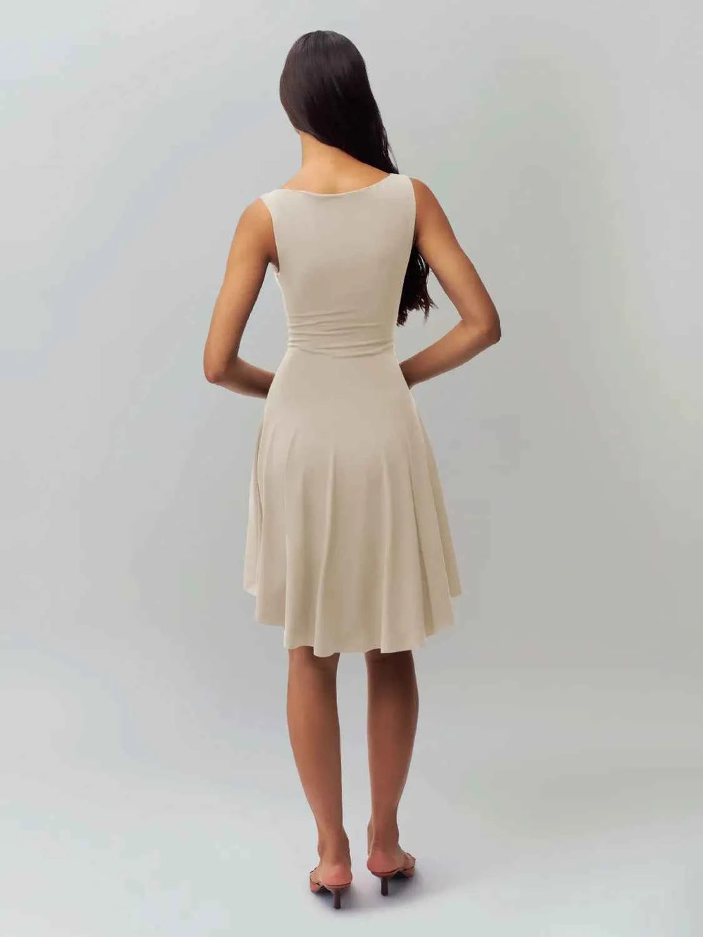 High-Low Round Neck Sleeveless Dress