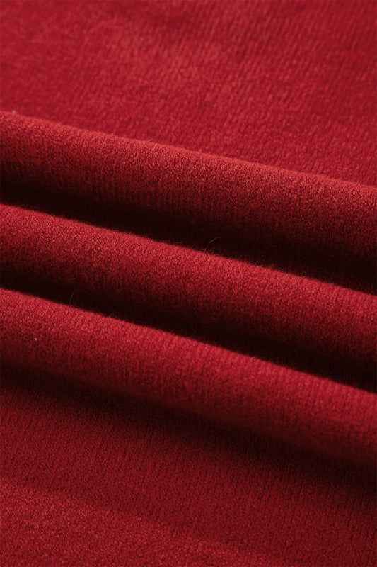 Leopard Bow Split Cuff Contrast Trim Sweater