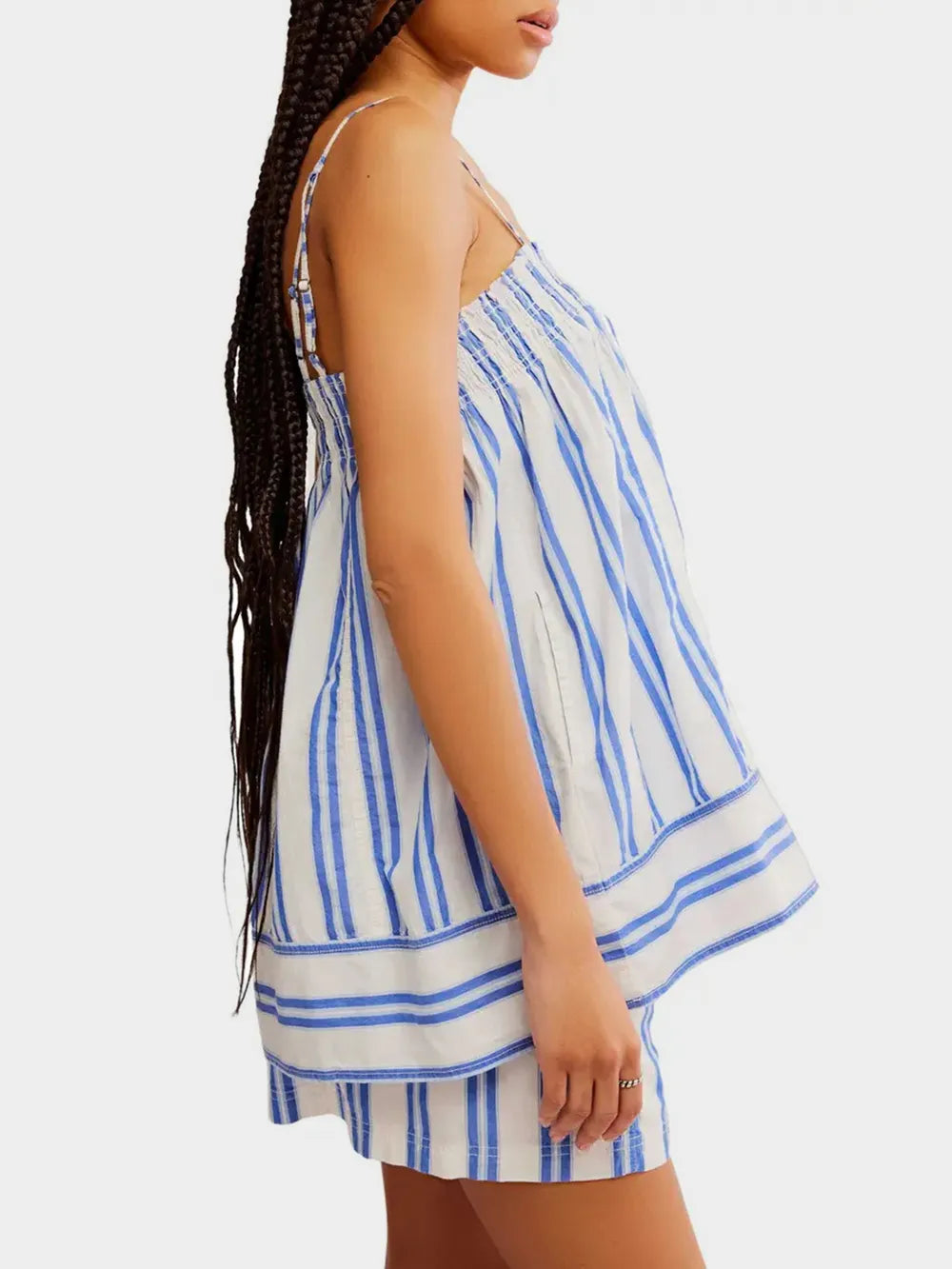 Smocked Square Neck Cami and Shorts Set - CHIC TB