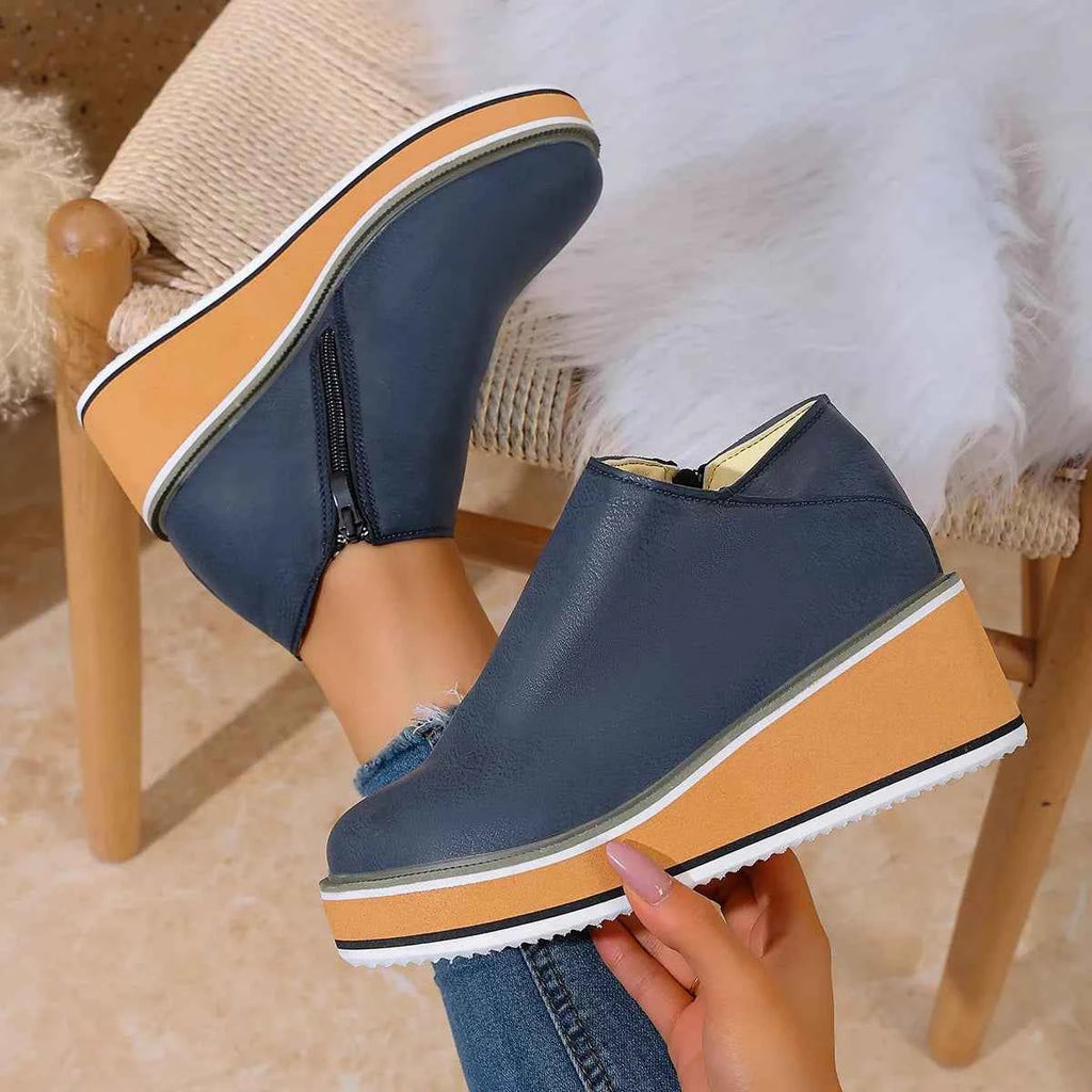 Wedge Ankle Boots with Zipper