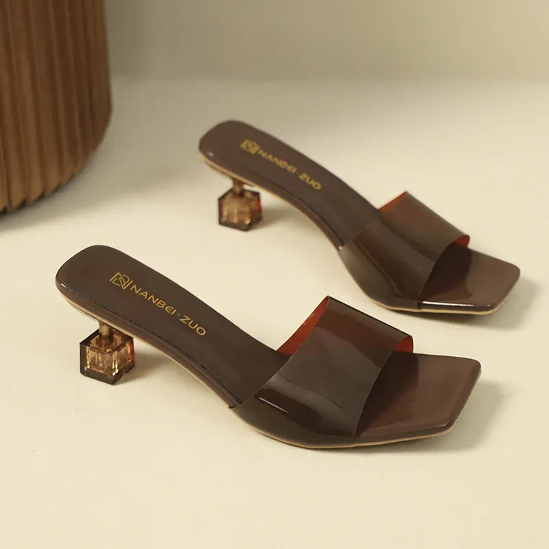 Open Toe Block Heels Sandals.