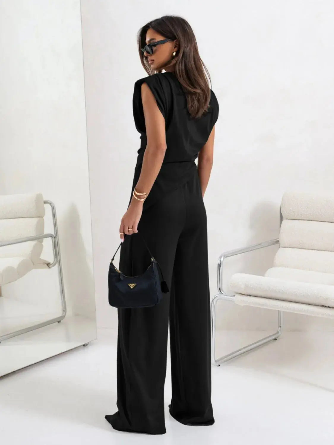 Top and Wide Leg Pants Set.