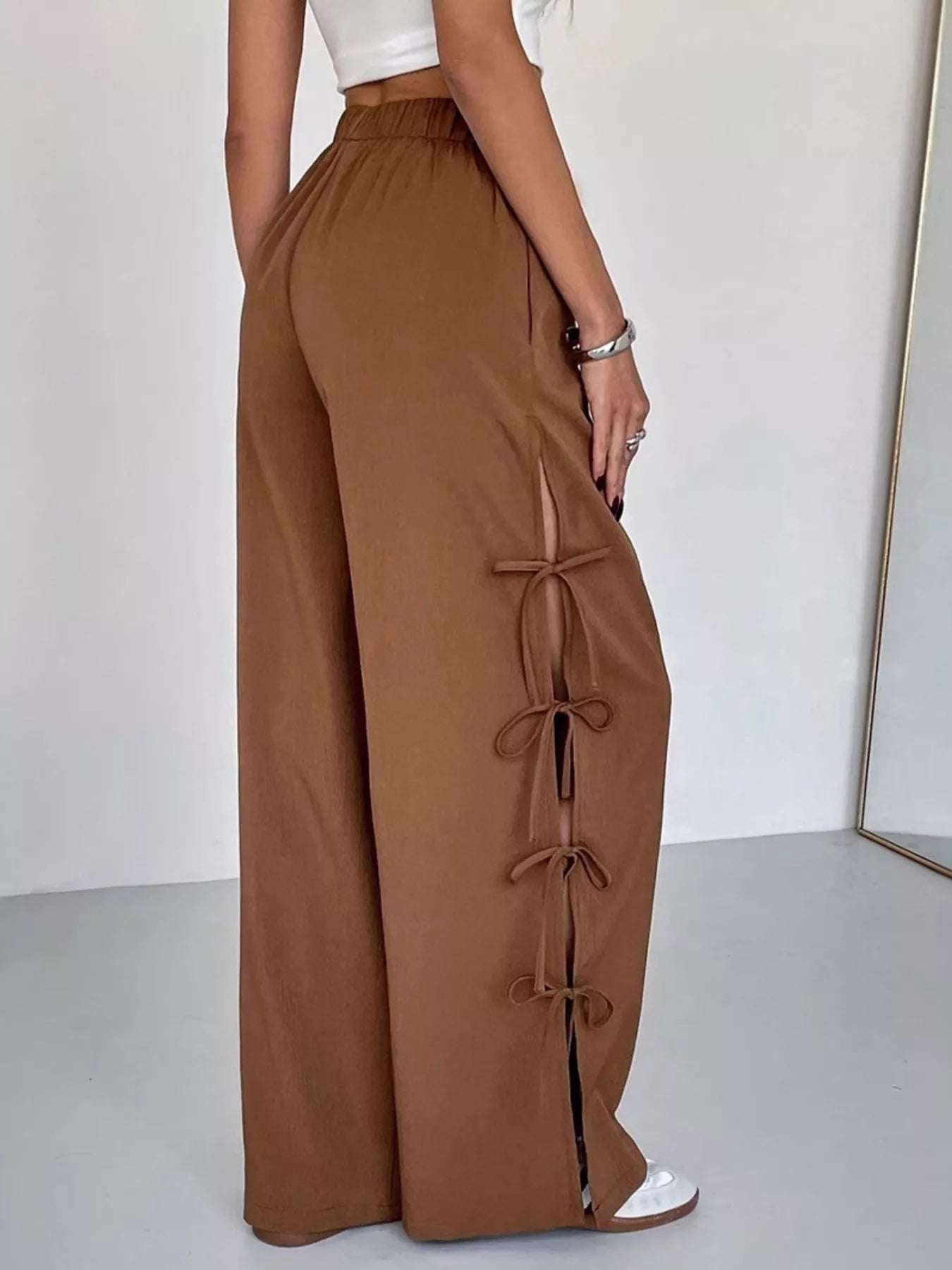 Side Tie Wide Leg Pants.