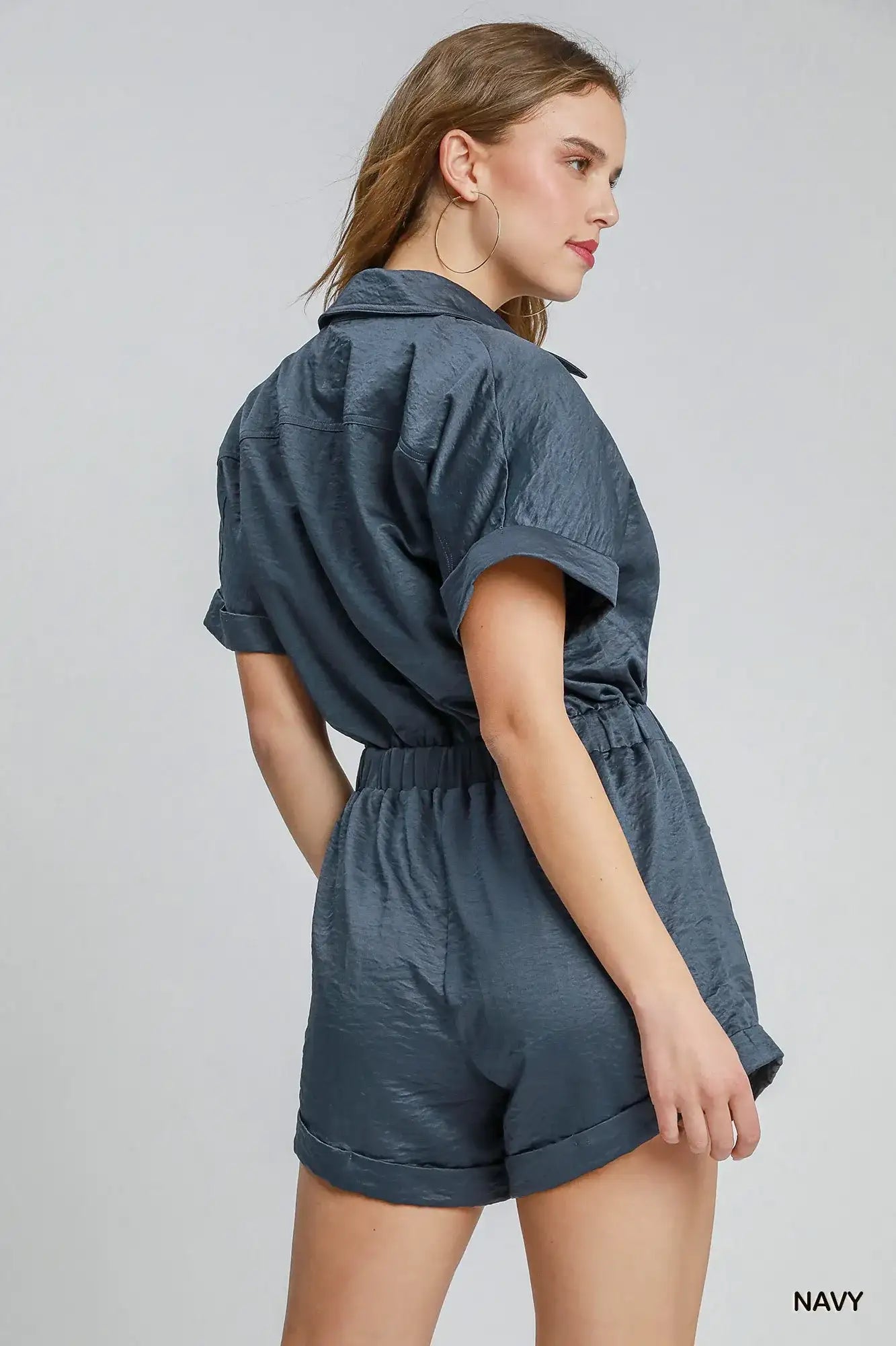 Umgee Button Down Charmeuse Romper.