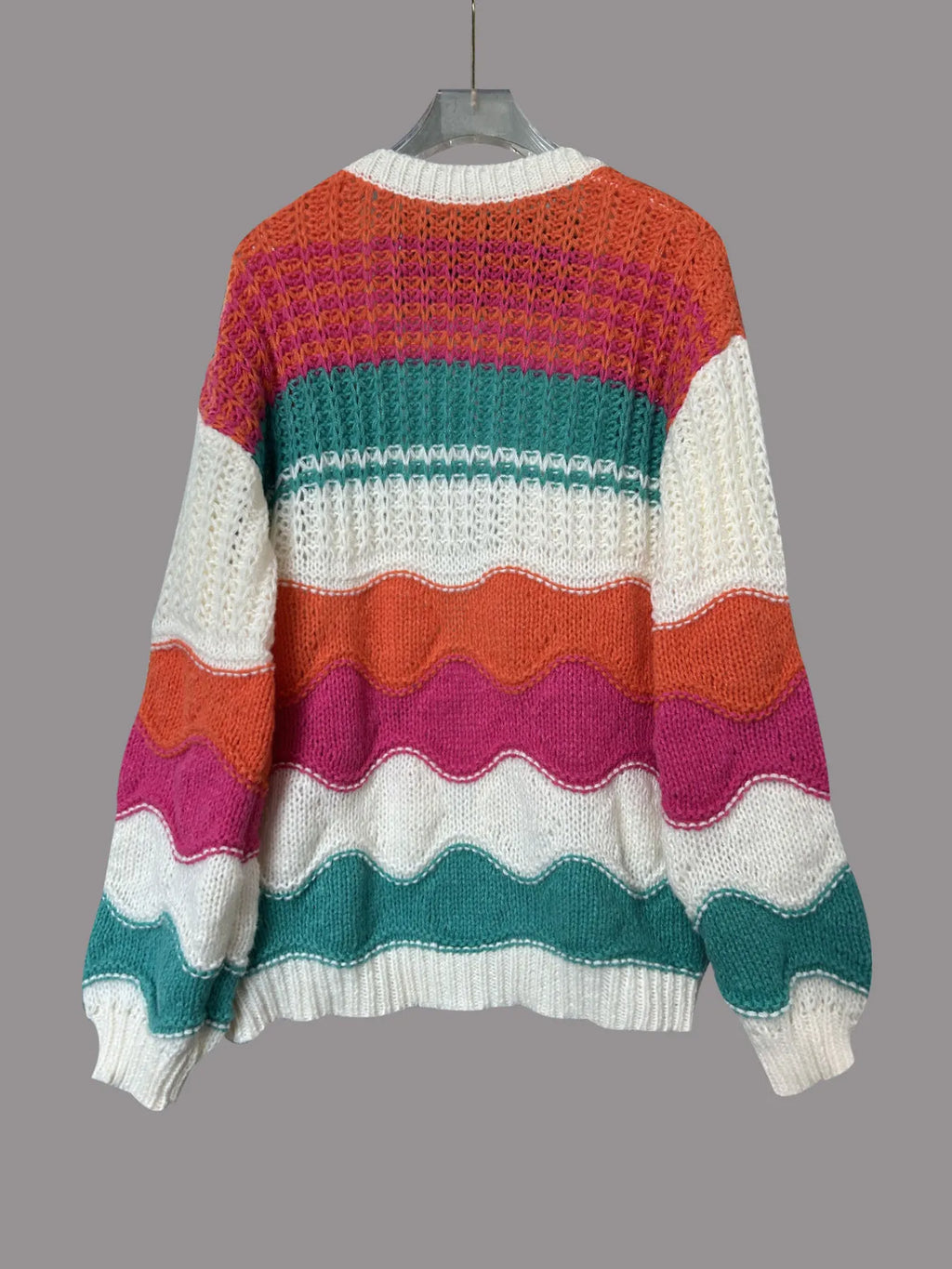 Color Block Open Front Cardigan.
